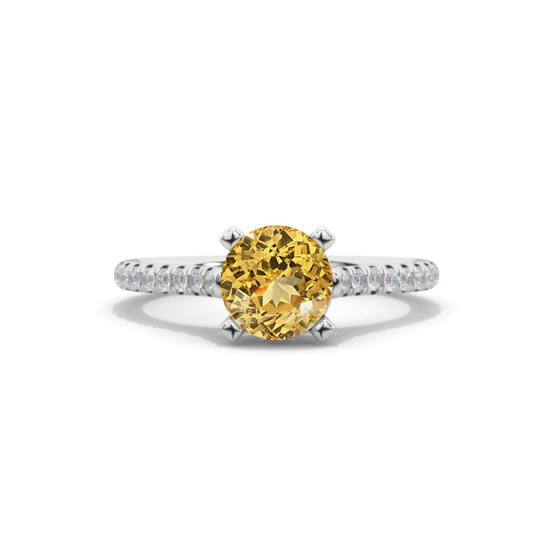 1.5 Carat Genuine Yellow Citrine Hidden Halo Engagement Ring Model 114RD