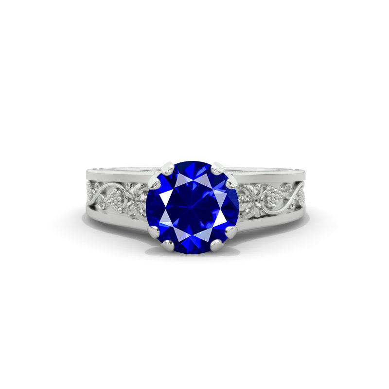 2.0 Carat Royal Blue Sapphire Accented Classic Engagement Ring