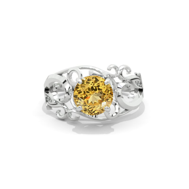 2.0 Carat Genuine Yellow Citrine Engagement Ring Model 53