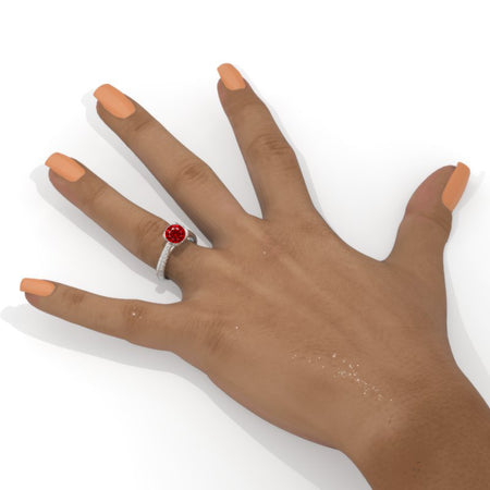Ruby Floral White Gold Engagement Ring