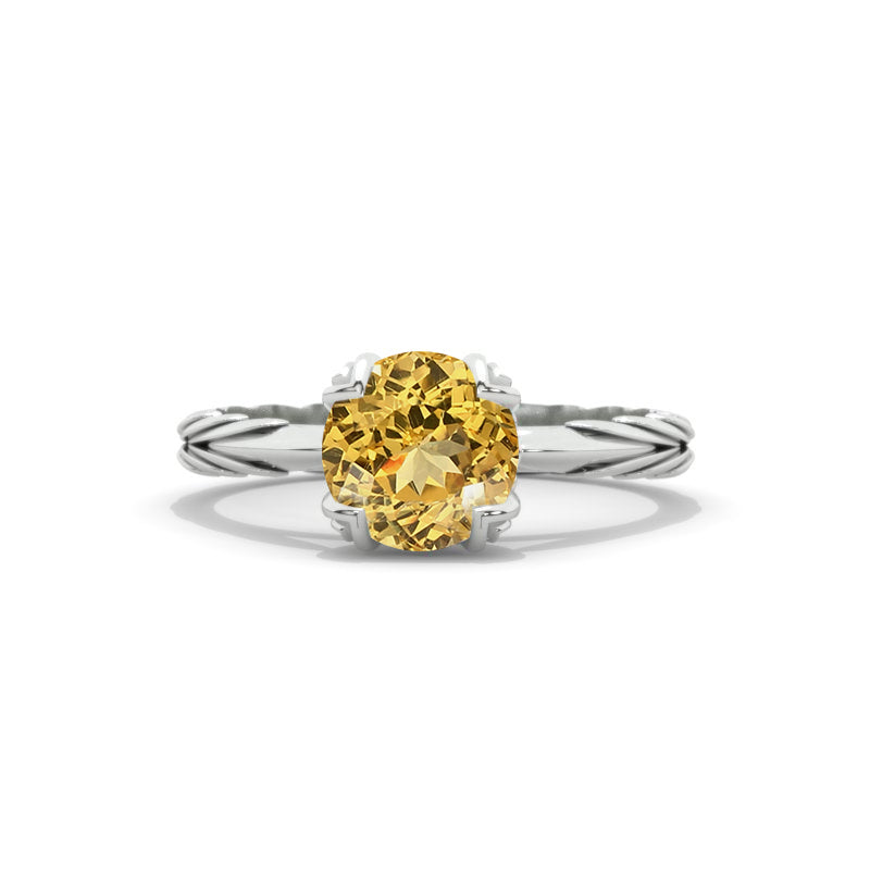 Mila 2 Carat Genuine Yellow Citrine Floral Engagement Gold Ring Model-Mila