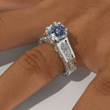 2.0 Carat Gray Moissanite Accented Classic Engagement Ring