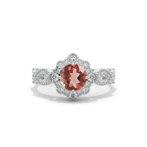 14K White Gold 1 Carat Round Zultanite Halo Engagement Ring