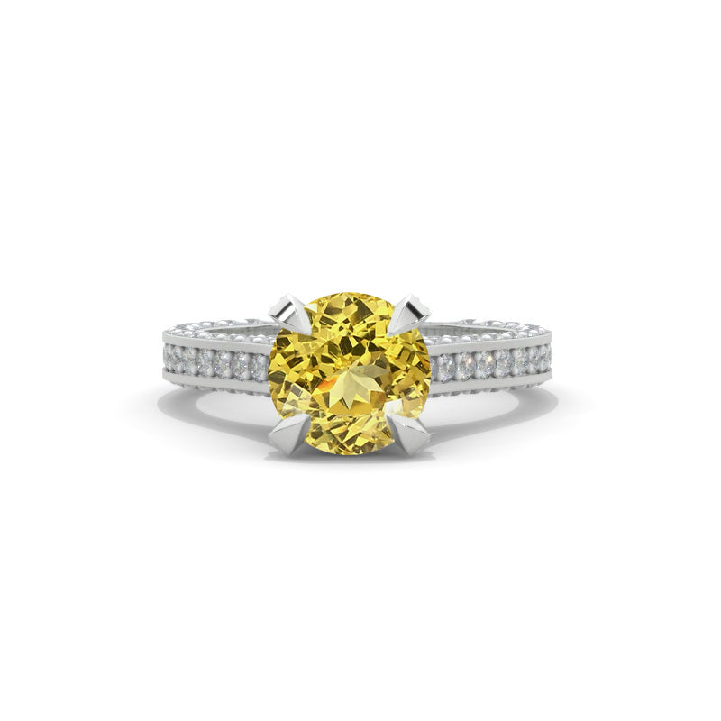 3.2 Carat Yellow Sapphire Engagement Ring