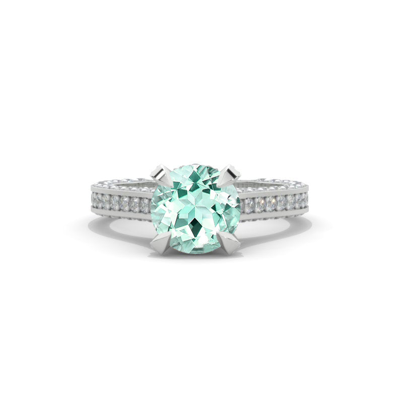 3.2 Carat Mint Sapphire Engagement Ring