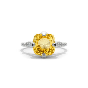 2.0 Carat Genuine Yellow Citrine Emerald Cut Gold Engagement Ring Model 95-8x6mm