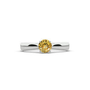 2.5 Carat Princess Cut Genuine Yellow Citrine White Gold Engagement Ring Model 4004