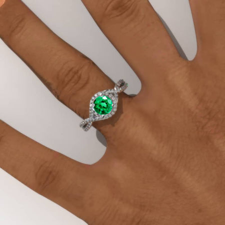 1.6 Carat  Emerald Engagement Ring 14K White Gold  Ring