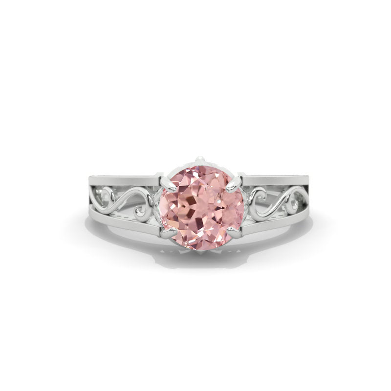 Ascella 2.6 Carat Peach Sapphire White Gold Engagement Ring