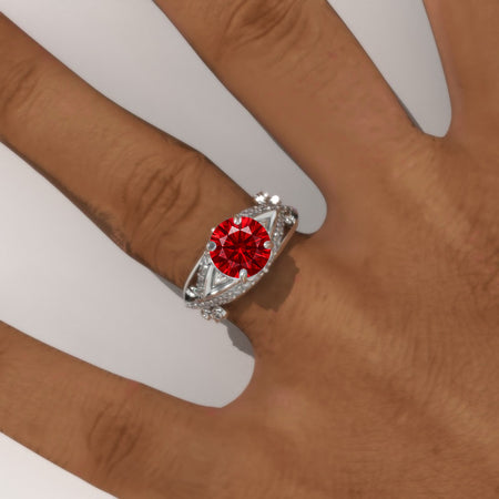 2.0 Carat Ruby Accented Classic Engagement Ring