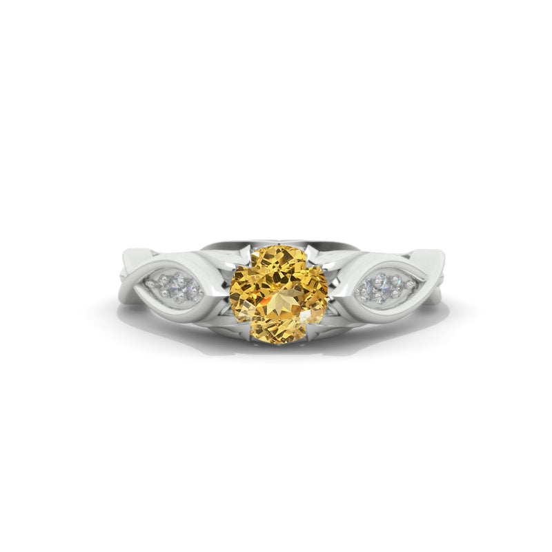''Queen of the North'' Celtic Genuine Yellow Citrine Engagement Ring Model 139