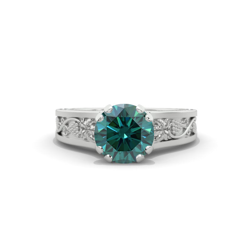 2.0 Carat Green Moissanite Accented Classic Engagement Ring