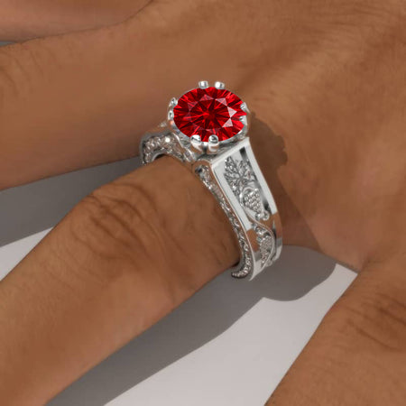 2.0 Carat Ruby Accented Classic Engagement Ring