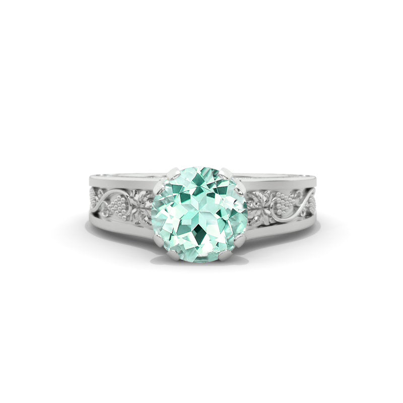 2.0 Carat Mint Sapphire Accented Classic Engagement Ring