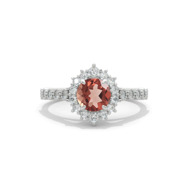 14K White Gold 1 Carat Round Zultanite Halo Engagement Ring