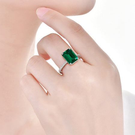 3.8 Carat Emerald Cut Engagement Emerald Gold Ring