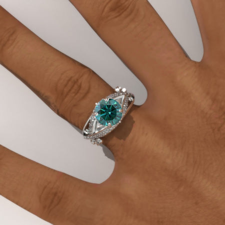 2.0 Carat Green Moissanite Accented Classic Engagement Ring Model 301