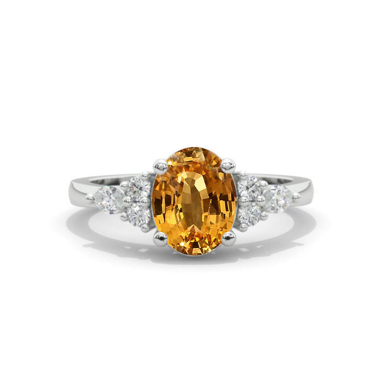 3 Carat Oval Genuine Yellow Citrine Engagement Ring