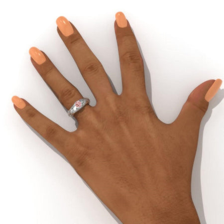 14K Solid Gold Ring 1CT Round Peach Sapphire Imitation Wedding Ring Peach Sapphire Engagement Ring Anniversary Ring Promise Ring Yellow White Gold Ring Model 125