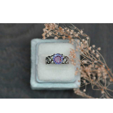 2 Carat Portuguese Cut Alexandrite Like Stone Stones in 14K White Rose Yellow Gold Engagement Ring Anniversary Promissory Ring