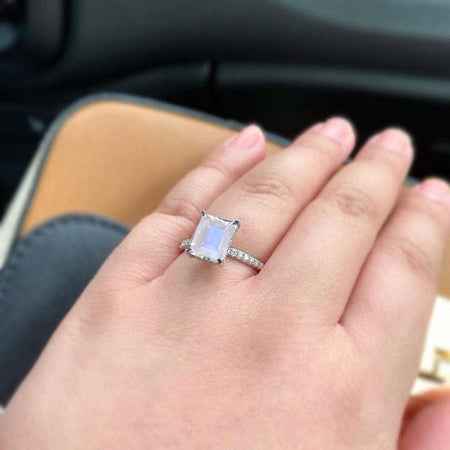 4Ct Genuine moonstone Engagement Ring