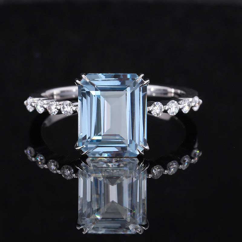 4Ct Genuine Natural Aquamarine Engagement Ring