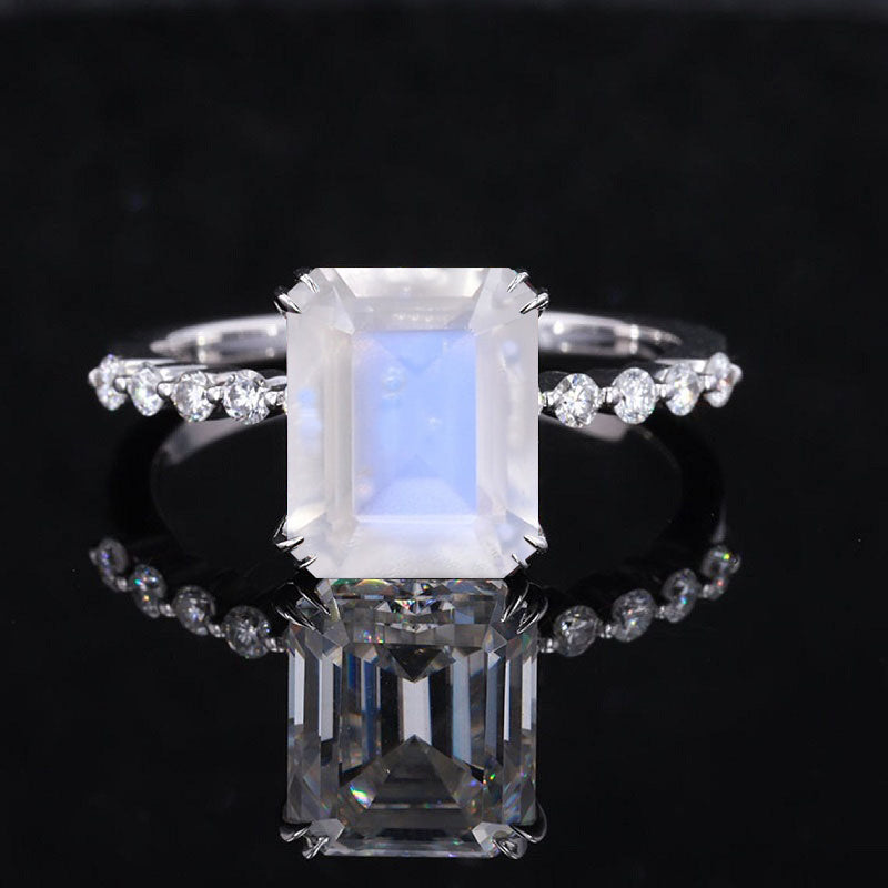 4Ct Genuine Moonstone Engagement Ring