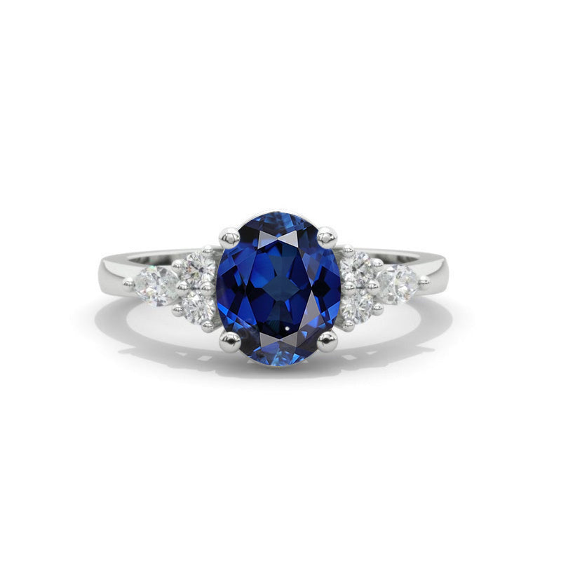 3 Carat Oval Royal Blue Sapphire Engagement Ring