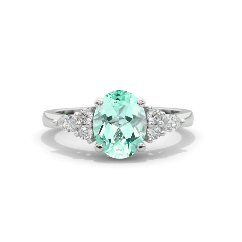 3 Carat Oval Mint Sapphire Engagement Ring