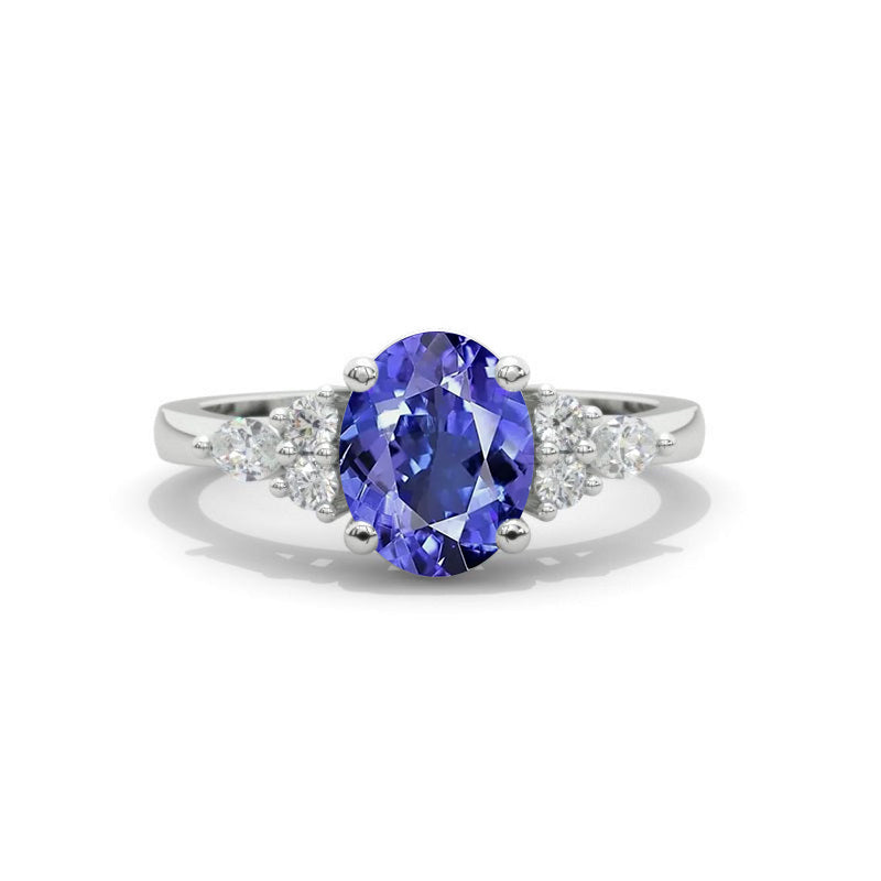3 Carat Oval Natural Genuine Tanzanite Engagement Ring