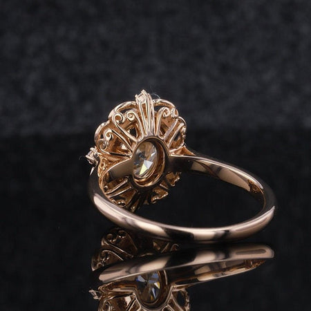 Vintage Fireworks Cut Alexandrite Engagement Ring Rose Gold wedding Ring 2ct Antique Oval cut Bridal ring Art deco Halo Ring Alexandrite Anniversary ring