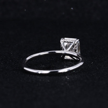 4Ct Genuine moonstone Engagement Ring, Solitaire Radiant Cut Genuine moonstone Engagement Ring, Genuine moonstone Pave Accents Stones Hidden Halo