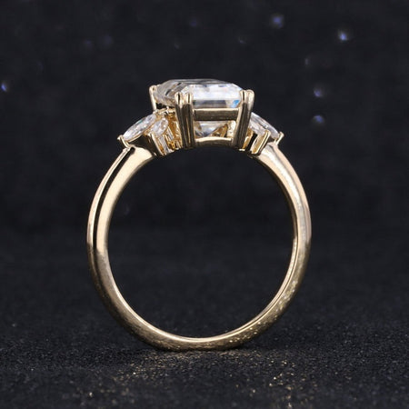 2Ct Genuine moonstone Engagement Ring, Solitaire Emerald Radiant Cut Genuine moonstone Engagement Ring, Genuine moonstone Marquise Side Stones Engagement Ring.