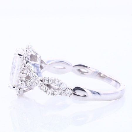 3Ct Alexandrite Engagement Ring, Halo Radiant Cut Alexandrite Engagement Ring, Alexandrite Twisted Shank Engagement Ring.