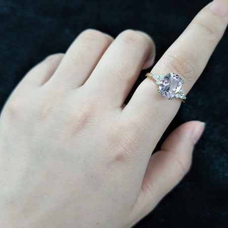 3.5Ct Cushion Genuine Natural Aquamarine Vintage Engagement Ring, Cushion Genuine Natural Aquamarine Engagement Ring, Marquise Side Accents Stones 14K Rose Gold Ring