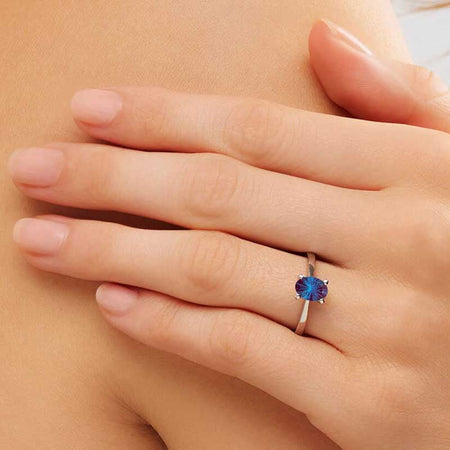 14K Solid Gold Ring 1 CT Oval Fireworks Cut Alexandrite Engagement Ring Anniversary Ring Promise Ring Yellow White Gold Ring