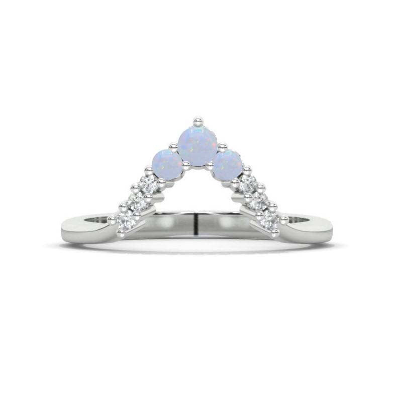 Giliarto Curved  Gold Moissanite Opal Wedding Band for Model 461