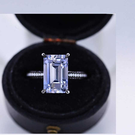 4ct Emerald Cut Purple Sapphire Black Gold Engagement Ring