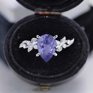 3 Carat  Purple Sapphire Floral Gold Engagement Ring