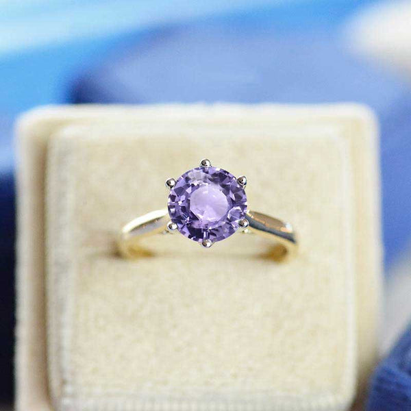 3 Carat Purple Sapphire Six Prongs Engagement Ring - Giliarto