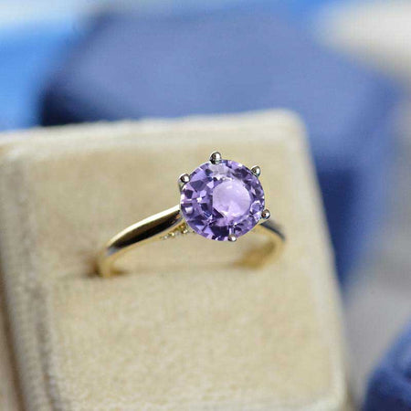 3 Carat Purple Sapphire Six Prongs Engagement Ring
