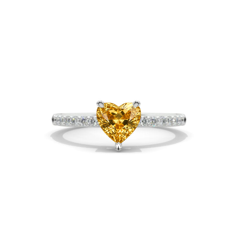 Heart Genuine Yellow Citrine Ring Model 3G