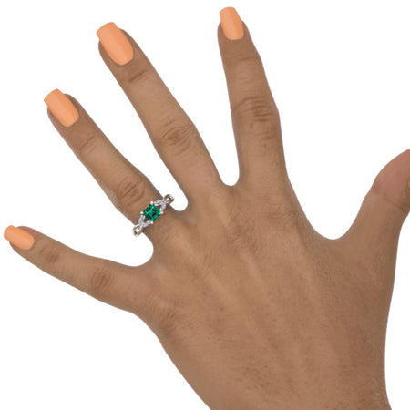 Princess Cut Emerald Twisted Shank Engagement Ring