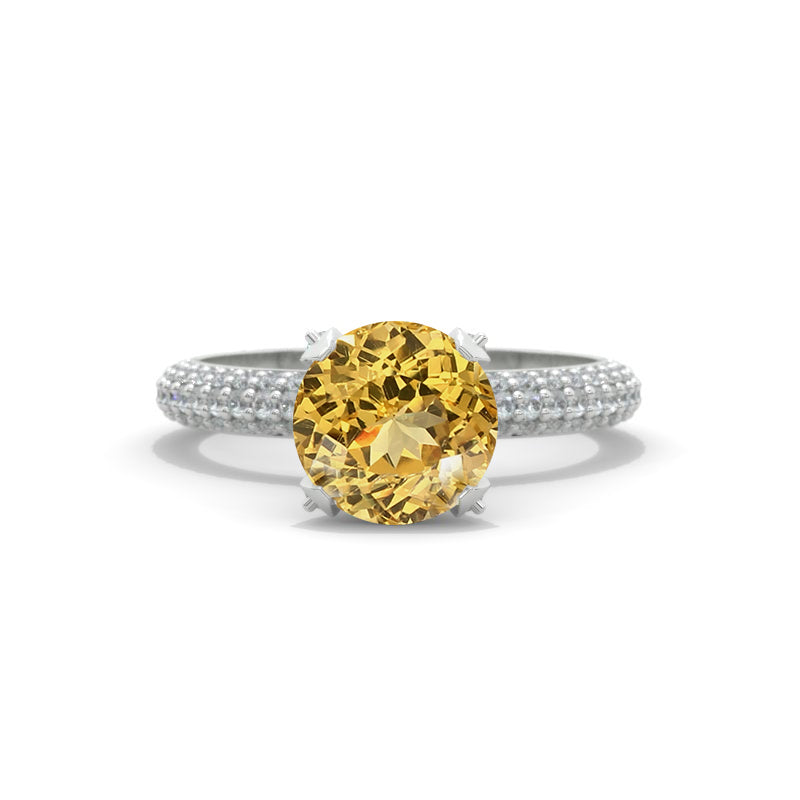 2 Carat Genuine Yellow Citrine White Gold Engagement Ring Model 4001