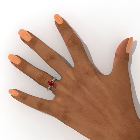 14K White Gold 1.5 Carat Oval Ruby Engagement Ring