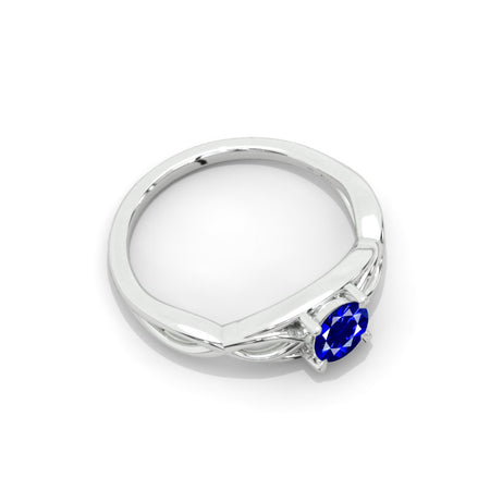 Celtic Royal Blue Sapphire Gold Ring Model 4E-1