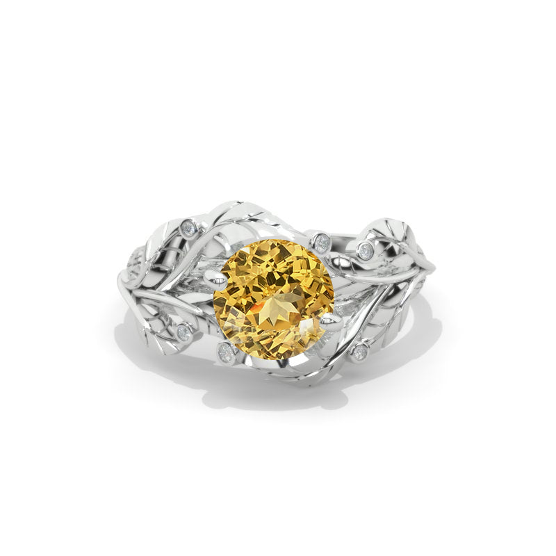 2.0 Carat Genuine Yellow Citrine Engagement Ring