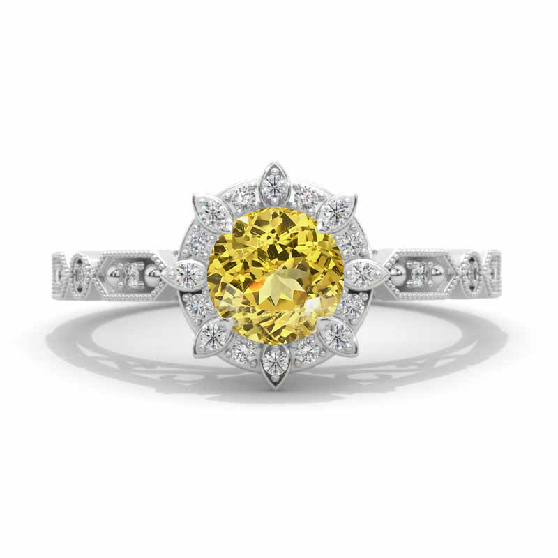 Adara Yellow Sapphire Engagement Ring - Handmade engagement ring