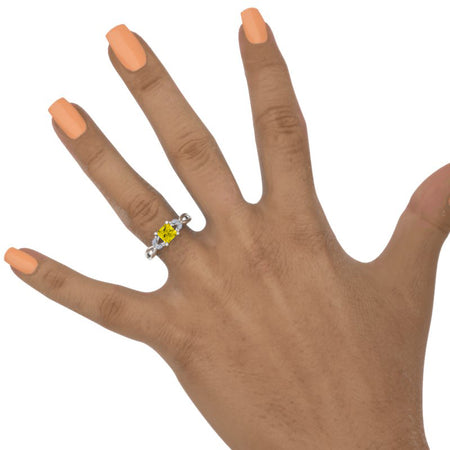 Princess Cut Yellow Sapphire Twisted Shank Engagement Ring