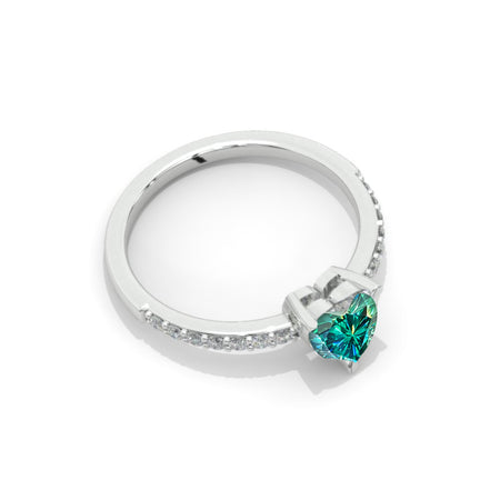 Heart Green Moissanite Ring Model 3G